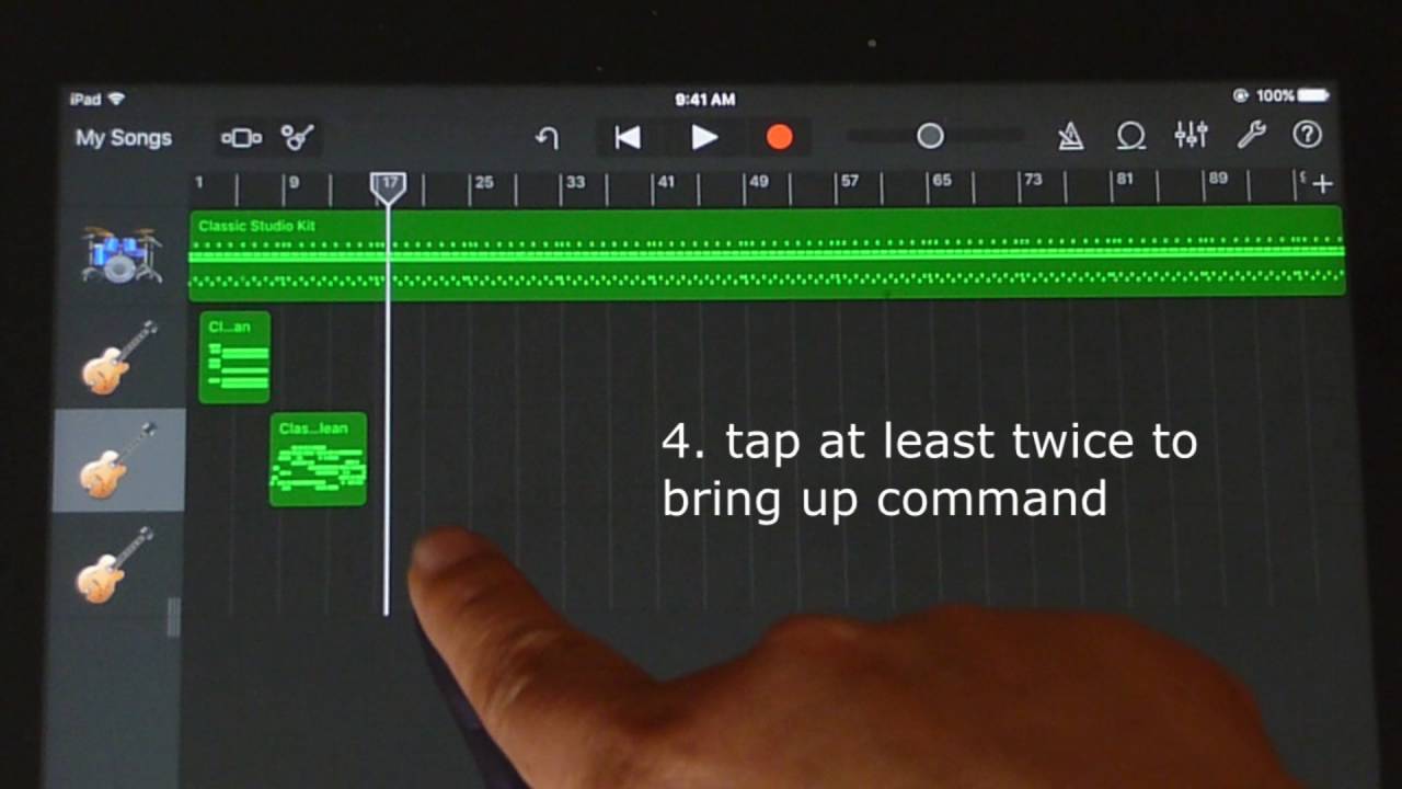 How to copy and paste on garageband ipad